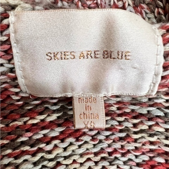 SKIES ARE BLUE Multicolor Open Waterfall Heavy Knit Cardigan Size XS - Picture 5 of 6